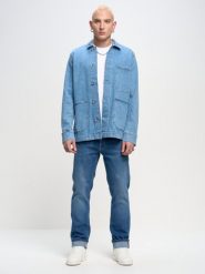 Kurtka męska jeansowa niebieska Bill 214. Niebieskie kurtki BIG STAR, l, bez wzorów, z denimu, bez kaptura. W wyprzedaży za 99.99 zł.