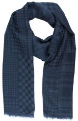 Lekki Szalik Wiosenno-Jesienny - Teer - Ciemnoniebieski w Kratę. Niebieskie szaliki Teer, bez wzorów, z materiału. Za 45.00 zł.