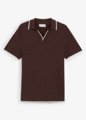 Koszulka polo z dzianiny, regular fit. Brązowe koszulki polo bonprix, m, bez wzorów, z dzianiny, bez kołnierzyka, bez ramiączek. Za 87.99 zł.