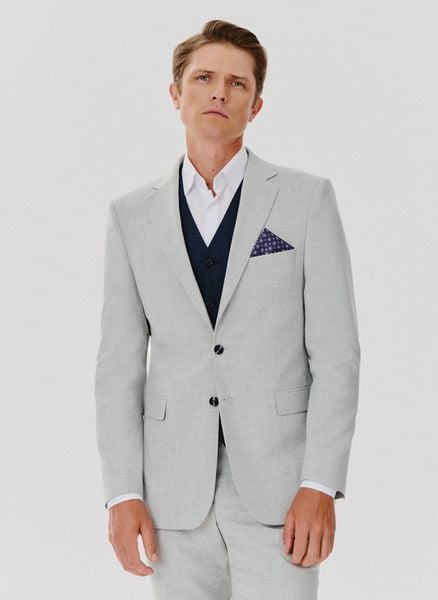 PAKO LORENTE – Marynarka garniturowa w kolorze jasnoszarym. Szare garnitury Pako Lorente, m, bez wzorów, z elastanu. Za 399.99 zł.