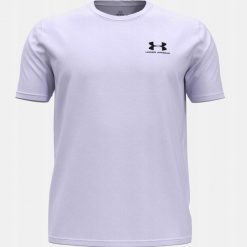 T-Shirt Męski Under Armour Koszulka Męska Sportowa Basic. Fioletowe t-shirty sportowe Under Armour, bez wzorów, bez ramiączek, do biegania. Za 99.99 zł.
