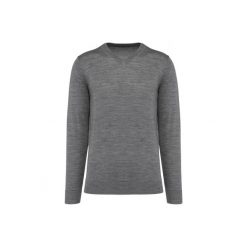 Sweter v-neck z merynosów Kariban Premium. Szare swetry nierozpinane KARIBAN, m, bez wzorów, bez kołnierzyka, bez ramiączek. Za 334.50 zł.