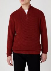 MĘSKI SWETER WRANGLER HALF ZIP KNIT RUSSET BROWN W8B4QOXMA 112132390. Brązowe swetry rozpinane Wrangler, m, bez wzorów, bez kołnierzyka, bez ramiączek. Za 139.99 zł.