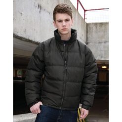 Męska Kurtka Holkham Down Feel Water Repellent. Czarne kurtki RESULT, na zimę, l, bez wzorów, z materiału, bez kaptura. Za 224.99 zł.