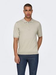 ONLY & SONS Koszulka polo "Onswyler" w kolorze beżowym rozmiar: S. Brązowe koszulki polo Only & Sons, s, bez wzorów, bez kołnierzyka, bez ramiączek. Za 56.79 zł.