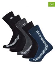 DKNY Skarpety (5 par) w kolorze czarno-szaro-granatowym rozmiar: 40-45. Czarne skarpety DKNY, bez wzorów. Za 56.93 zł.