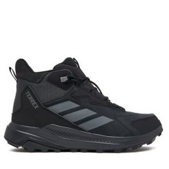 Trekkingi adidas. Czarne botki sznurowane Adidas, bez wzorów, bez obcasa, bez zapięcia. Za 439.99 zł.
