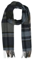 Szalik, Granatowo-Szary Miękki w Kratkę, Delikatny, z Frędzlami, Cashmink -V.Fraas. Niebieskie szaliki V. Fraas, bez wzorów, z materiału. Za 65.00 zł.