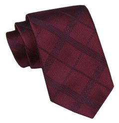 Klasyczny Męski Krawat - ALTIES - Bordo w Kratę. Czerwone krawaty i muchy Alties, bez wzorów, z tkaniny. Za 49.00 zł.