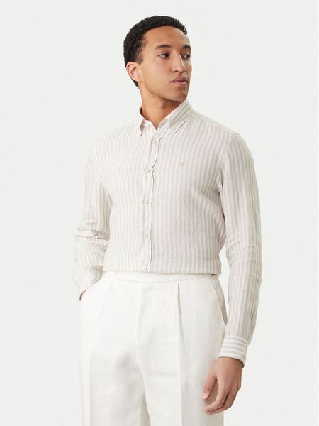 BOSS Koszula H-Liam 50560595 Beżowy Regular Fit. Brązowe koszule Boss, l, bez wzorów, ze lnu, bez kołnierzyka, bez ramiączek. Za 629.99 zł.