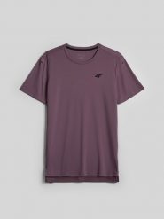4F Koszulka trenignowa regular szybkoschnąca męska - fioletowa S. Fioletowe t-shirty 4F, m, bez wzorów, bez kołnierzyka, bez ramiączek. Za 129.99 zł.