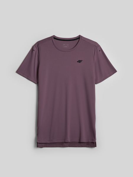 4F Koszulka trenignowa regular szybkoschnąca męska - fioletowa S. Fioletowe t-shirty 4F, m, bez wzorów, bez kołnierzyka, bez ramiączek. Za 129.99 zł.