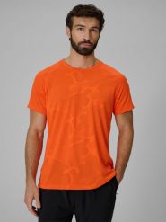 4F Koszulka treningowa regular szybkoschnąca męska - pomarańczowa M. Brązowe t-shirty sportowe 4F, bez wzorów, z materiału, bez ramiączek, na fitness i siłownię. Za 129.99 zł.
