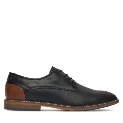 Półbuty Lanetti. Czarne eleganckie półbuty Lanetti, bez wzorów, bez obcasa, bez zapięcia. Za 139.99 zł.