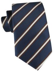 Granatowy Krawat w Biały Prążek - Alties. Niebieskie krawaty i muchy Alties, bez wzorów, z tkaniny. Za 55.00 zł.