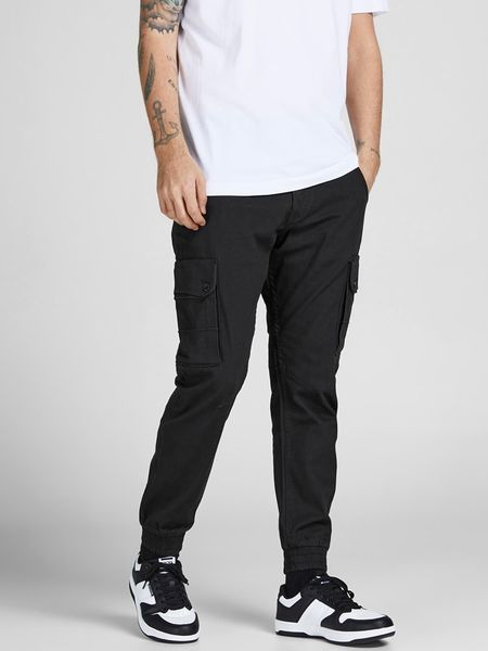 Jack & Jones Bojówki "Paul" w kolorze czarnym rozmiar: W29/L30. Czarne joggery i bojówki Jack & Jones, l, bez wzorów, z bawełny. Za 96.14 zł.