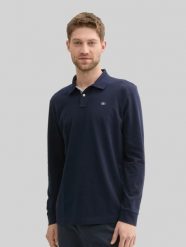 Męska Koszulka Polo Tom Tailor Basic Polo LS Sky Captain Blue 1043278 10668. Niebieskie koszulki polo Tom Tailor, l, bez wzorów, bez kołnierzyka, bez ramiączek. Za 79.99 zł.