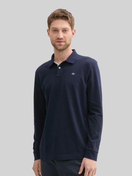 Męska Koszulka Polo Tom Tailor Basic Polo LS Sky Captain Blue 1043278 10668. Niebieskie koszulki polo Tom Tailor, l, bez wzorów, bez kołnierzyka, bez ramiączek. Za 79.99 zł.