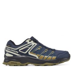 Trekkingi Salomon. Szare buty trekkingowe Salomon, bez wzorów, z gore-texu, bez zapięcia. Za 399.99 zł.