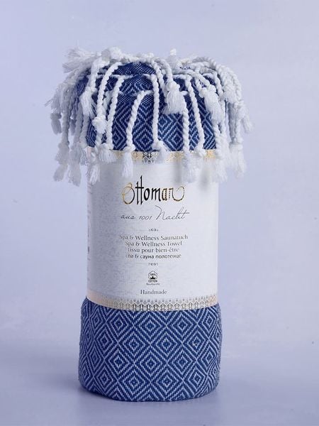 Ottoman Chusta hammam "Raute" w kolorze niebieskim - 190 x 105 cm rozmiar: onesize. Niebieskie szaliki Ottoman, bez wzorów, z bawełny. Za 65.99 zł.