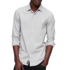Bawełniana koszula z długim rękawem Superdry. Szare koszule Superdry, xl, z aplikacjami, z bawełny, bez kołnierzyka, bez ramiączek. Za 308.75 zł.