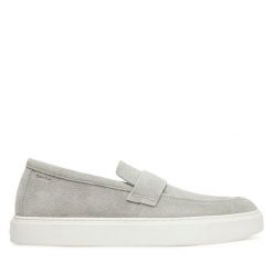 Półbuty Calvin Klein. Szare eleganckie półbuty CALVIN KLEIN, bez wzorów, bez obcasa, bez zapięcia. Za 439.99 zł.