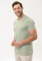 Bawełniana koszulka T-BASIC. Zielone t-shirty Volcano, l, bez wzorów, z bawełny, bez kołnierzyka, bez ramiączek. Za 54.99 zł.