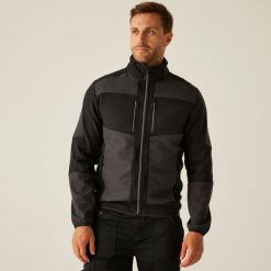 Softshell roboczy hybrydowy unisex E-Volve. Brązowe kurtki softshell Regatta, m, bez wzorów, z puchu, bez kaptura. Za 409.99 zł.