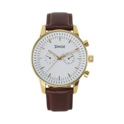 Zegarek Zemge Zegarek męski z kolekcji CLASSIC Brązowy/Złoty ZC1008 uniwersalny. Brązowe zegarki Zemge, złote. Za 332.10 zł.