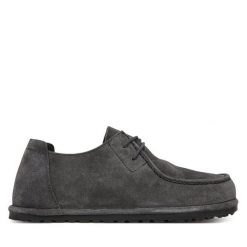 Półbuty Birkenstock. Szare eleganckie półbuty Birkenstock, bez wzorów, bez obcasa, bez zapięcia. Za 719.99 zł.