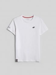 4F T-shirt regular z nadrukiem męski - biały XXL. Białe t-shirty 4F, m, bez wzorów, z bawełny, bez kołnierzyka, bez ramiączek. Za 59.99 zł.