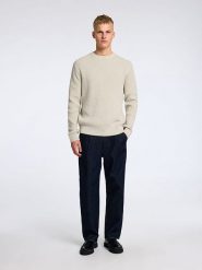 SELECTED HOMME Sweter "Theo" w kolorze beżowym rozmiar: S. Brązowe swetry nierozpinane Selected Homme, s, bez wzorów, z bawełny, bez kołnierzyka, bez ramiączek. Za 79.21 zł.