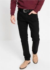 Jeansy slim fit, straight. Czarne jeansy bonprix, m. Za 149.99 zł.