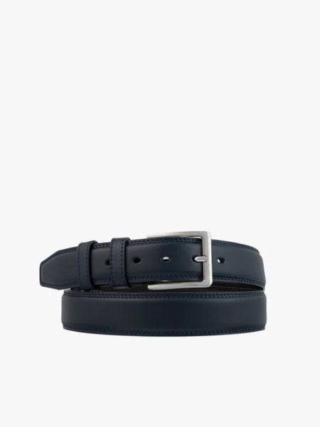 Granatowy pasek ze skóry licowej. Niebieskie paski Brawo sp. z o.o., bez wzorów, ze skóry, eleganckie. Za 129.99 zł.