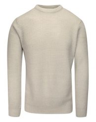 Sweter Kremowy w Gruby Dziergany Splot, U-neck, Męski -BRAVE SOUL. Białe swetry rozpinane Brave Soul, m, bez wzorów, dziergany, bez kołnierzyka, bez ramiączek. Za 89.00 zł.
