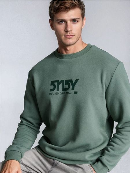 Bluza crewneck z napisem - zielony. Zielone bluzy bez kaptura Sinsay, l, bez wzorów, bez kaptura. W wyprzedaży za 19.99 zł.