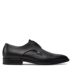 Półbuty BOSS. Czarne eleganckie półbuty Boss, bez wzorów, bez obcasa, bez zapięcia. Za 2,569.00 zł.