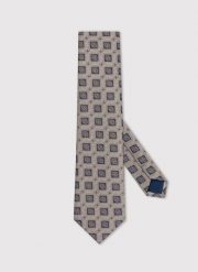 PAKO LORENTE – Beżowy krawat męski w kwadraty. Brązowe krawaty i muchy Pako Lorente, bez wzorów, z poliesteru. Za 69.99 zł.