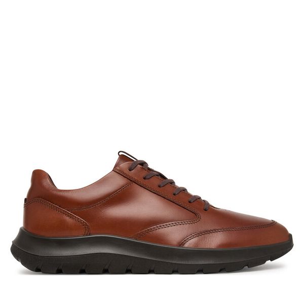 Półbuty ECCO. Brązowe eleganckie półbuty ecco, bez wzorów, bez obcasa, bez zapięcia. Za 619.99 zł.
