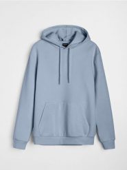 Bluza z kapturem basic - błękitny. Niebieskie bluzy z kapturem Sinsay, l, bez wzorów, z kapturem. Za 39.99 zł.