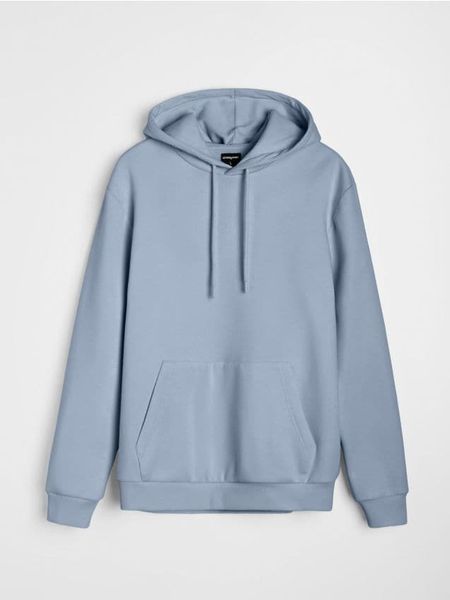 Bluza z kapturem basic - błękitny. Niebieskie bluzy z kapturem Sinsay, l, bez wzorów, z kapturem. Za 39.99 zł.