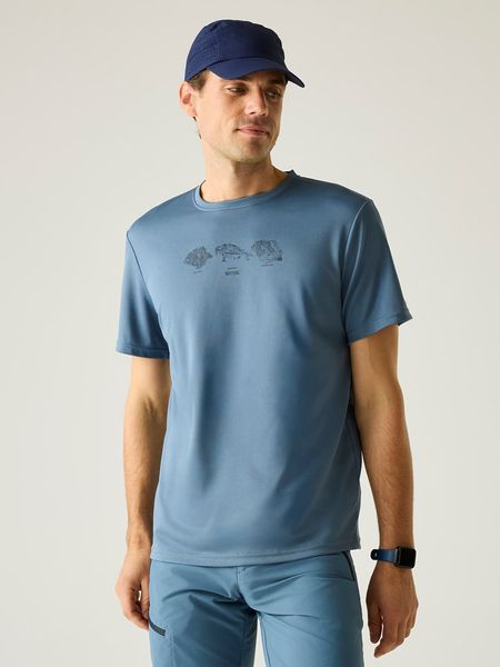 Regatta Koszulka funkcyjna "Fingal" w kolorze niebieskim rozmiar: M. Niebieskie t-shirty sportowe Regatta, bez wzorów, z materiału, bez ramiączek, outdoorowe. Za 52.42 zł.