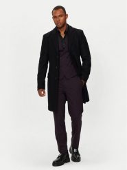 Hugo Płaszcz wełniany Migor 2441 50528793 Czarny Slim Fit. Czarne płaszcze Hugo, na zimę, m, bez wzorów, z wełny, bez kaptura. Za 1,699.00 zł.