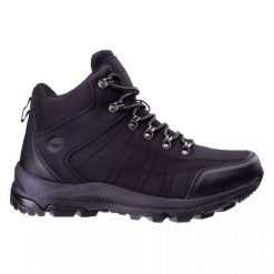 Buty Hi-tec Mengelo Mid M 92800453299 czarne. Czarne buty turystyczne bez wzorów, z gumy, bez zapięcia. Za 284.10 zł.