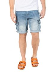 Timezone Szorty dżinsowe "Stanley" - Slim fit - w kolorze błękitnym rozmiar: W33. Niebieskie szorty Timezone, z aplikacjami, z jeansu. Za 92.21 zł.