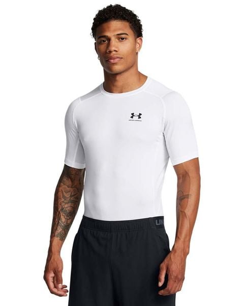 Under Armour UA HG ARMOUR COMP SS Koszulka treningowa męska. Białe odzież kompresyjna Under Armour, m, bez wzorów, z materiału, na fitness i siłownię. Za 109.99 zł.