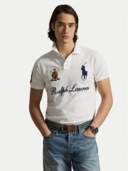 Polo Ralph Lauren Polo 710P07311002 Biały Custom Slim Fit. Białe koszulki polo Polo Ralph Lauren, l, bez wzorów, z bawełny, bez kołnierzyka, bez ramiączek. Za 859.99 zł.