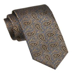 Elegancki Krawat Męski - Alties - Kolor Złoty, Paisley. Żółte krawaty i muchy Alties, bez wzorów, z tkaniny. Za 49.00 zł.
