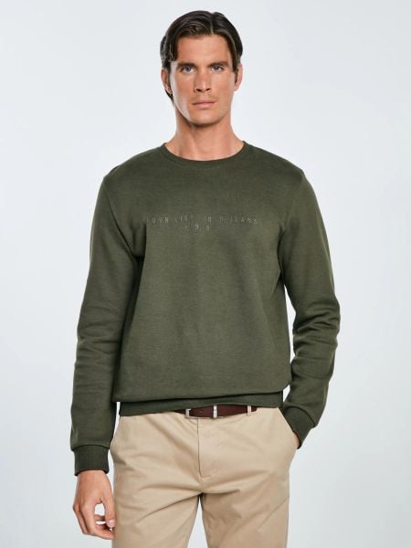 Bluza męska ze splotem pique khaki Wiron 303. Zielone bluzy BIG STAR, l, bez wzorów, z bawełny, bez kaptura. W wyprzedaży za 179.99 zł.