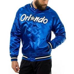 Kurtka męska do koszykówki NBA Orlando Magic Lightweight Jacket. Niebieskie kurtki Mitchell & Ness, m, bez wzorów, bez kaptura. Za 459.00 zł.